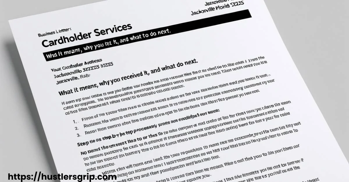 Cardholder Services Letter Jacksonville Florida 32255: What It Means, Why You Received It, and What to Do Next